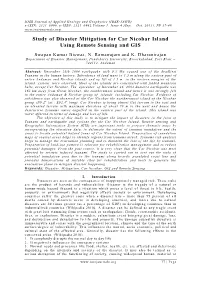 Study of Disaster Mitigation for Car Nicobar Island Using Remote Sensing and GIS