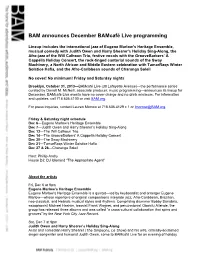 BAM Announces December Bamcafé Live Programming