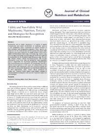 Edible and Non-Edible Wild Mushrooms: Nutrition, Toxicity and Strategies for Recognition