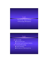 Logic: Representation and Automated Reasoning