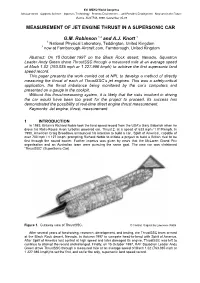 Measurement of Jet Engine Thrust in a Supersonic Car
