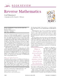 Reverse Mathematics Carl Mummert Communicated by Daniel J
