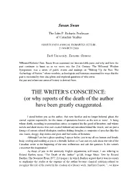 THE WRITER's CONSCIENCE: (Or Why Reports of the Death of the Author Have Been Greatly Exaggerated)