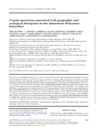 Cryptic Speciation Associated with Geographic and Ecological