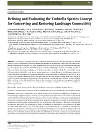 Defining and Evaluating the Umbrella Species Concept for Conserving