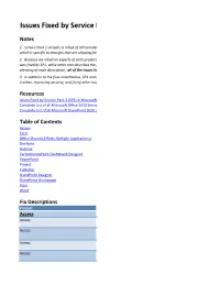 Issues Fixed by Service Pack 1 (SP1) in the Office 2010 Desktop Applications