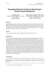 Knowledge Extraction by Internet Monitoring to Enhance Crisis Management