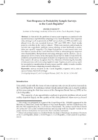 Non-Response in Probability Sample Surveys in the Czech Republic*