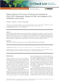 Potamopyrgus Antipodarum (Gray, 1843) (Gastropoda, Tateidae) in Chile, and a Summary of Its Distribution in the Country
