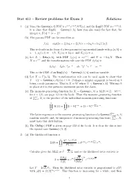 Stat 411 – Review Problems for Exam 3 Solutions