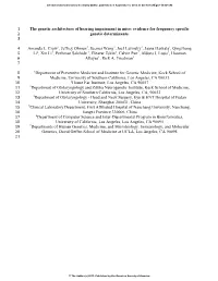The Genetic Architecture of Hearing Impairment in Mice: Evidence for Frequency Specific 2 Genetic Determinants