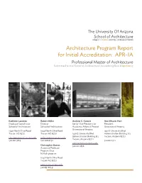 Architecture Program Report for Initial Accreditation: APR-IA Professional Master of Architecture Submitted to the National Architectural Accrediting Board April 2013