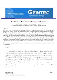 Conflict-Of-Laws Rules Governing Copyrights in TV Format