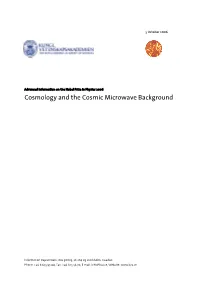 Cosmology and the Cosmic Microwave Background