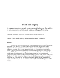 Death with Dignity a Community Service Research Project Designed by Rutgers Jrs