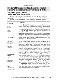 Effect of Adding Coconut Milk on the Physicochemical, Proximate, Microbial and Sensory Attributes of «Dahi»
