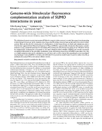 Genome-Wide Bimolecular Fluorescence Complementation Analysis of SUMO Interactome in Yeast