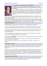 Introductory Study Paper 2: THEOSOPHY BASIC PRINCIPLES