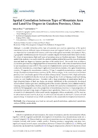 Spatial Correlation Between Type of Mountain Area and Land Use Degree in Guizhou Province, China