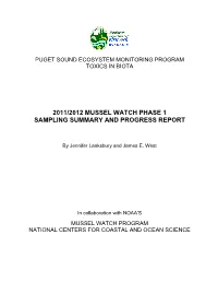 2011/2012 Mussel Watch Phase 1 Sampling Summary and Progress Report
