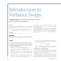 Introduction to Variance Swaps