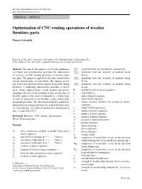 Optimisation of CNC Routing Operations of Wooden Furniture Parts