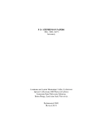STEPHENSON PAPERS (Mss