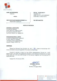 4^2. Dated 22 December 2017 (Copy Enclosed) Was Promulgated in the Above Entitled Case