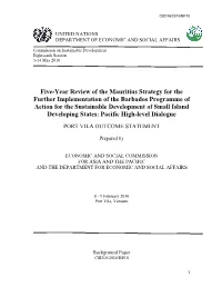 Five-Year Review of the Mauritius Strategy for the Further