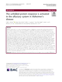 The Unfolded Protein Response Is Activated in the Olfactory System in Alzheimer’S Disease Helen C