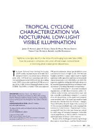 Tropical Cyclone Characterization Via Nocturnal Low-Light Visible Illumination