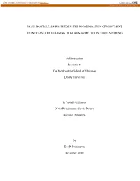 Brain-Based Learning Theory: the Incorporation of Movement