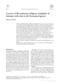 Diptera: Syrphidae) of Surinam, with a Key to the Neotropical Genera Menno Reemer