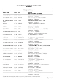 List of Bank Branches by Branch Name 30/06/2020