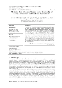 Mediation Role of Locus of Control on the Relationship of Learned-Helplessness and Academic Procrastination