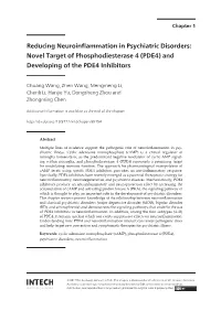 Reducing Neuroinflammation in Psychiatric Disorders: Novel Target of Phosphodiesterase 4 (PDE4) and Developing of the PDE4 Inhibitors