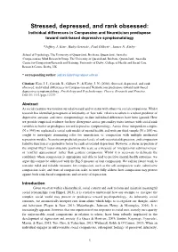 Stressed, Depressed, and Rank Obsessed: Individual Differences in Compassion and Neuroticism Predispose Toward Rank-Based Depressive Symptomatology