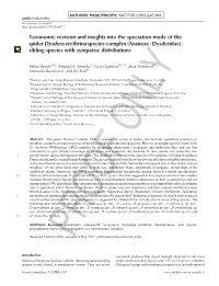 Taxonomic Revision and Insights Into the Speciation Mode of the Spider Dysdera Erythrina Species-Complex (Araneae&Thinsp;:&A