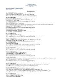 List of Reviewers (As Per the Published Articles) Year: 2015
