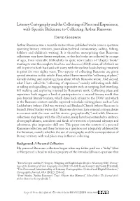 Literary Cartography and the Collecting of Place and Experience, with Specific Reference to Collecting Arthur Ransome