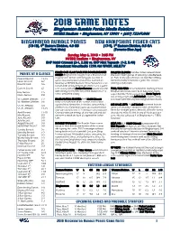 2018 Game Notes