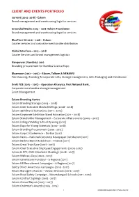 Complete Client and Events Portfolio Listing