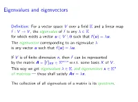 Eigenvalues and Eigenvectors