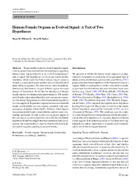 Human Female Orgasm As Evolved Signal: a Test of Two Hypotheses