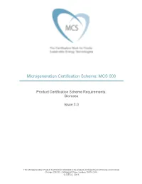 Microgeneration Certification Scheme: MCS 008