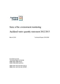 State of the Environment Monitoring Auckland Water Quantity Statement 2012/2013