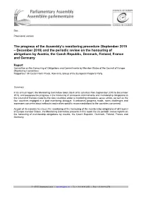 The Progress of the Assembly's Monitoring Procedure (September
