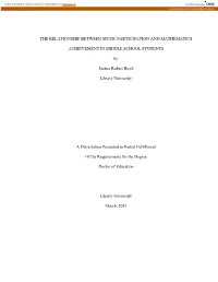 The Relationship Between Music Participation and Mathematics