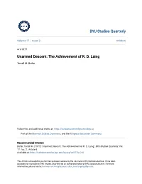 Unarmed Descent: the Achievement of R. D. Laing