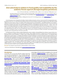 Diet Selectivity in Relation to Food Quality and Availability by the Endemic Perote Squirrel (Xerospermophilus Perotensis)